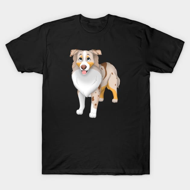 Red Merle Miniature American Shepherd Dog Blue Eyes T-Shirt by millersye